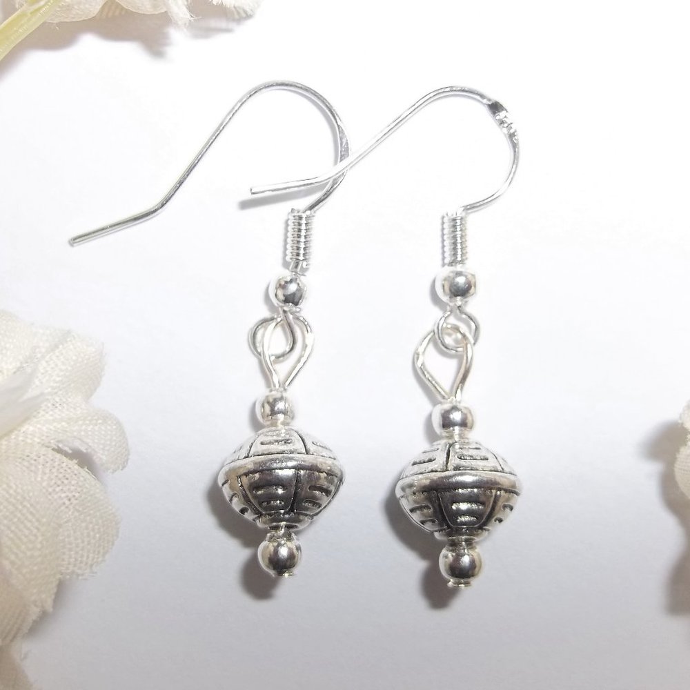 Small Silver Everyday Earring Set Minimalist Simple Casual Style Beaded 6483